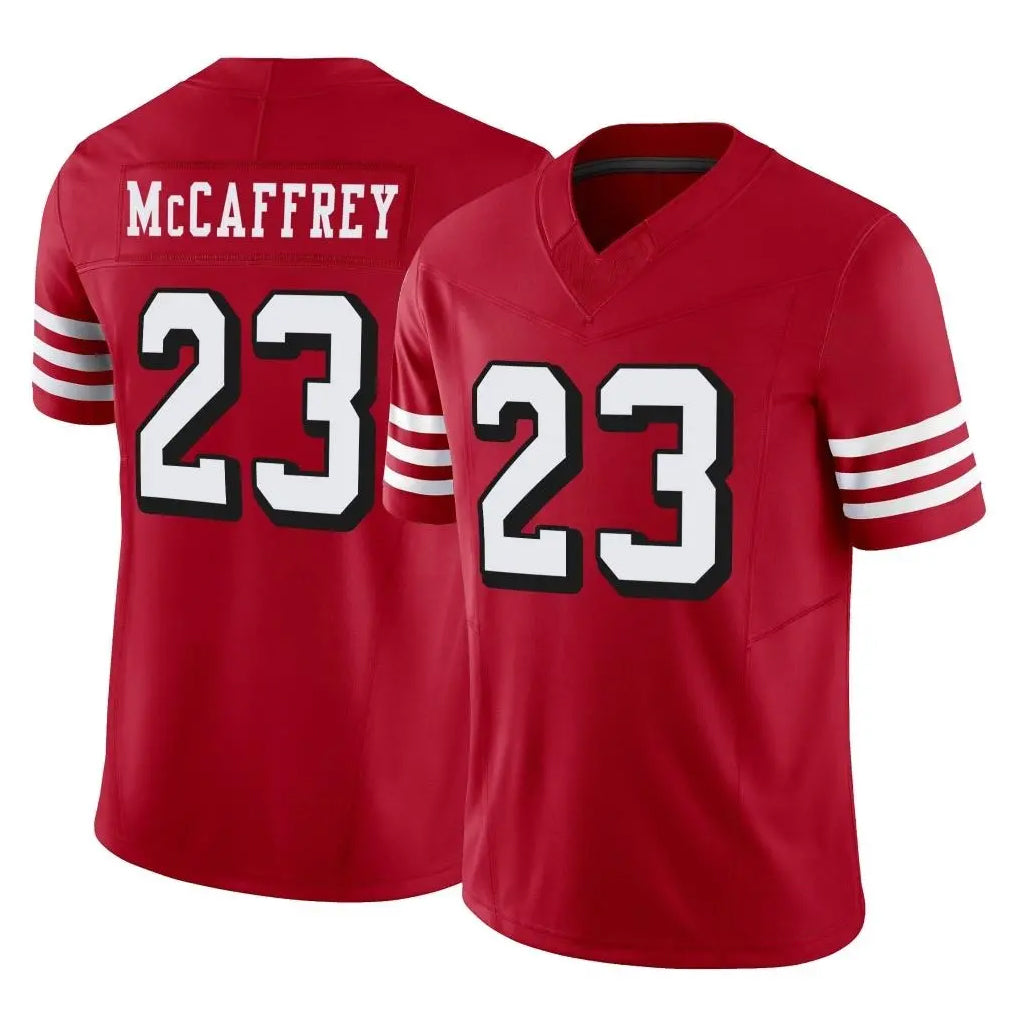 Blackjersey SF.49ers #23 Christian McCaffrey Player Red Limited Alternate Vapor F.U.S.E. Home Game Stitched Jerseys