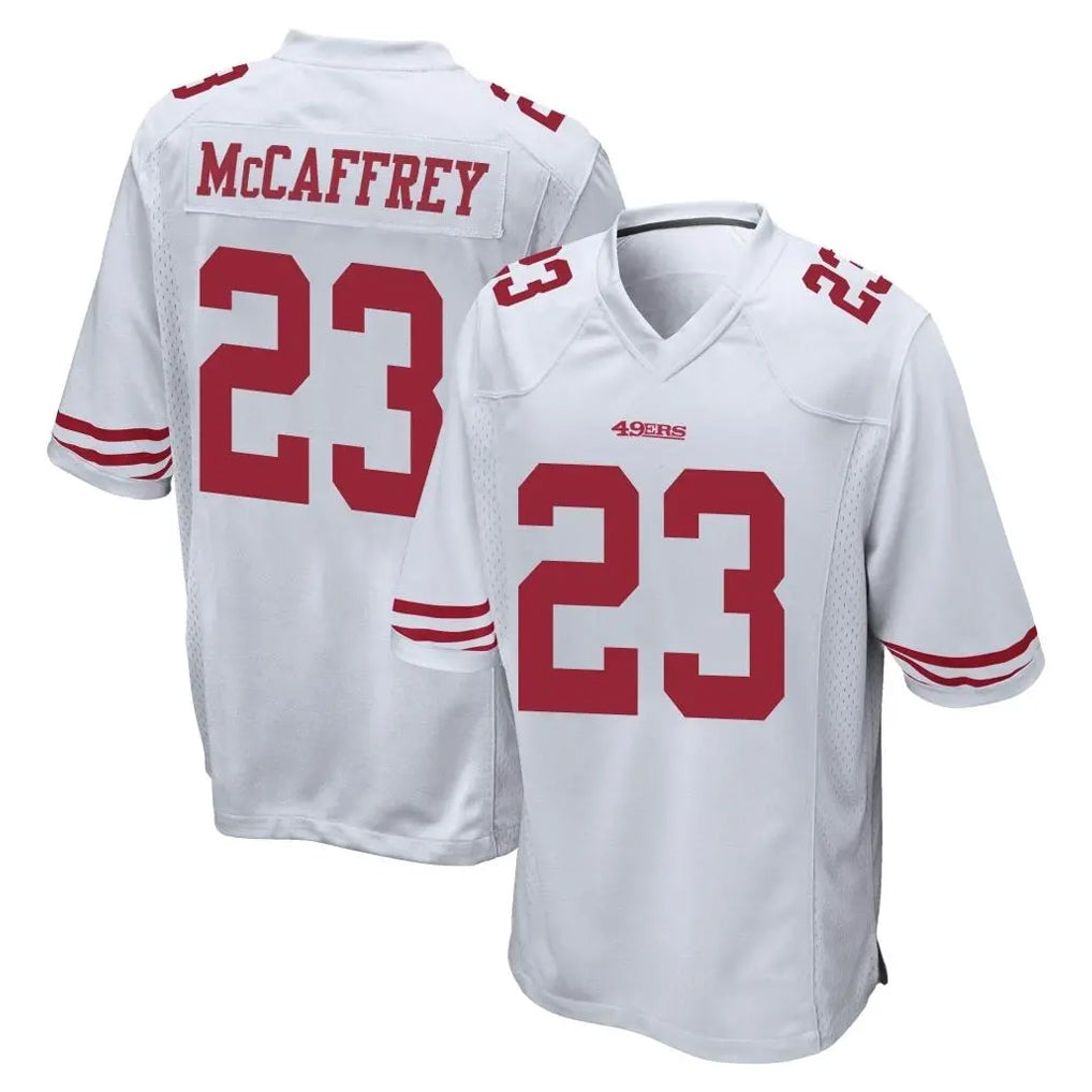 Blackjersey SF.49ers #23 Christian McCaffrey Player White Home Game Stitched Jerseys