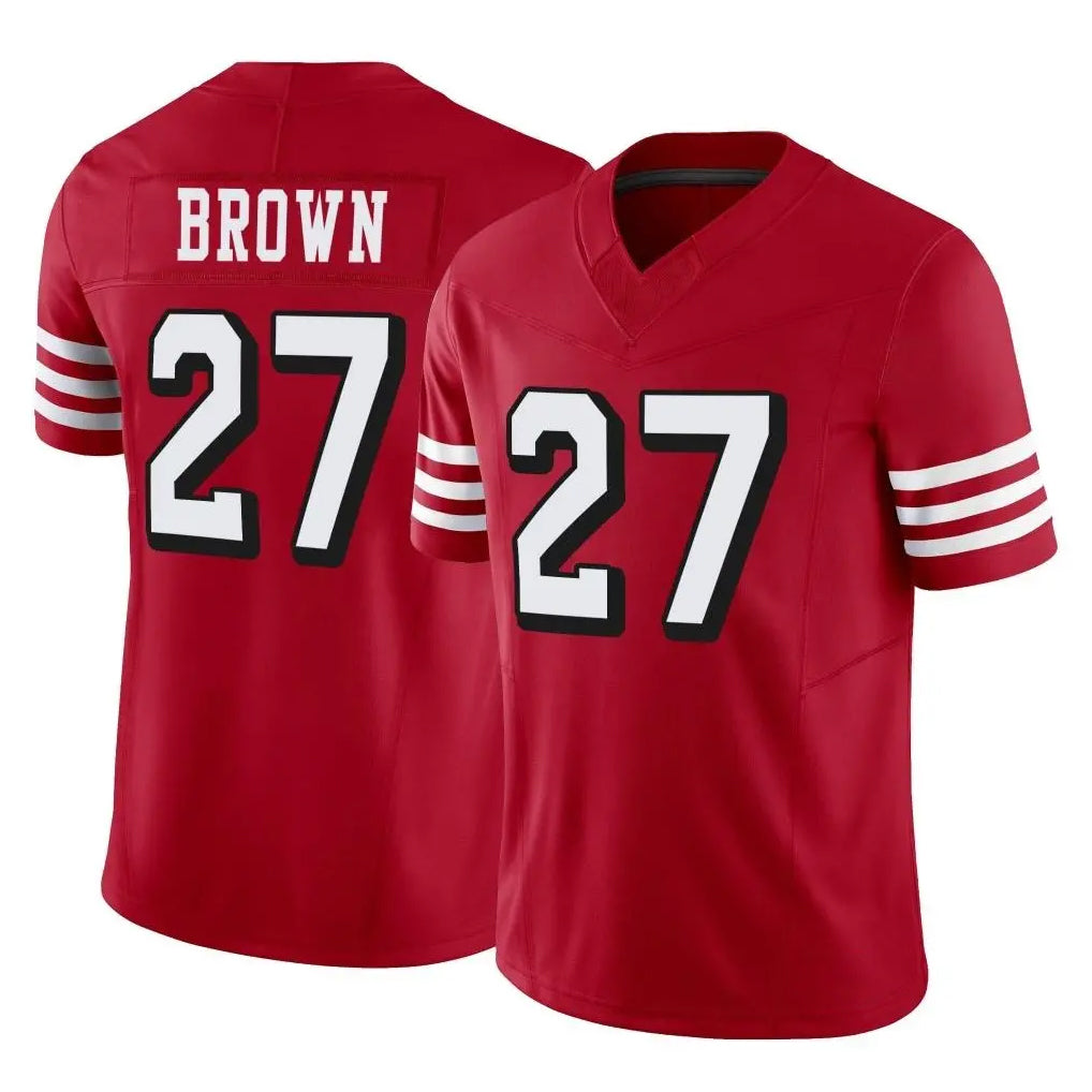Blackjersey SF.49ers #27 Ji'Ayir Brown Player Red Limited Alternate Vapor F.U.S.E. Home Game Stitched Jerseys