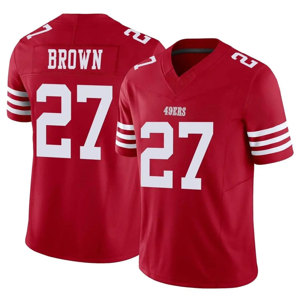 Blackjersey SF.49ers #27 Ji'Ayir Brown Player Red Limited Vapor F.U.S.E. Home Game Stitched Jerseys