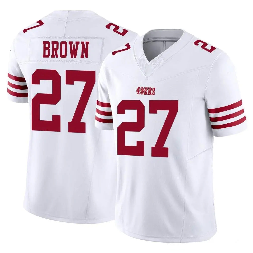 Blackjersey SF.49ers #27 Ji'Ayir Brown Player White Limited Vapor F.U.S.E. Home Game Stitched Jerseys
