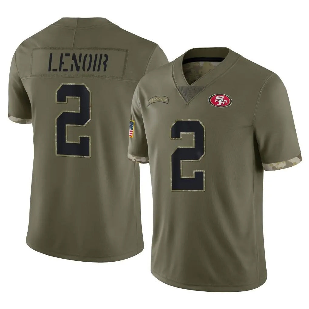 Blackjersey SF.49ers #2 Deommodore Lenoir Player Olive Limited Salute To Service Home Game Stitched Jerseys