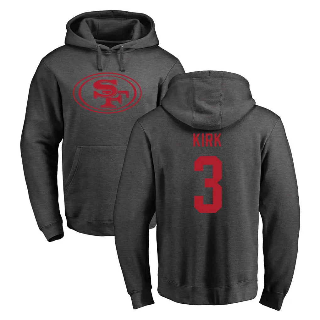 Blackjersey SF.49ers #3 Christian Kirk Player Anthracite Pullover Hoodies Home Game Stitched Jerseys