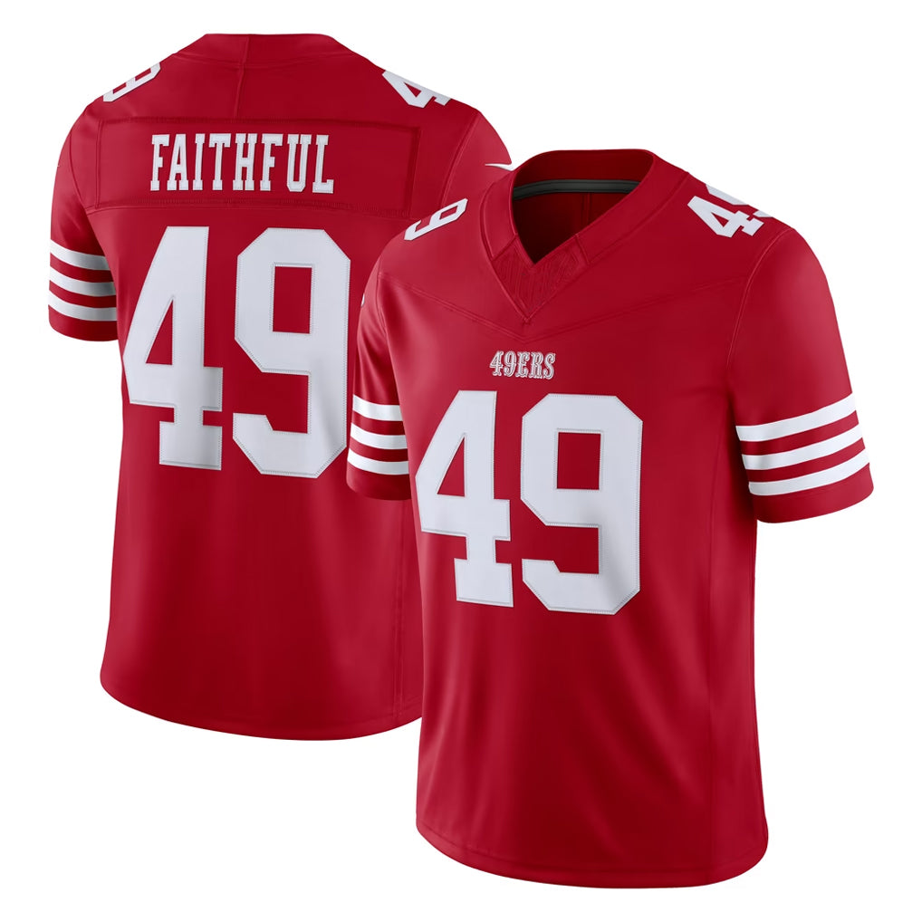 Blackjersey SF.49ers #49 The Faithful Player Red Limited Vapor F.U.S.E. Home Game Stitched Jerseys