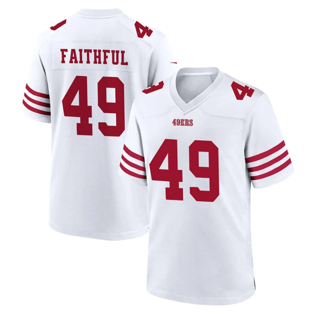 Blackjersey SF.49ers #49 The Faithful Player White Game Home Stitched Jerseys