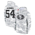 Blackjersey SF.49ers #54 Fred Warner Player Arctic Camo Limited Salute to Service Pullover Hoodies Game Stitched Jerseys