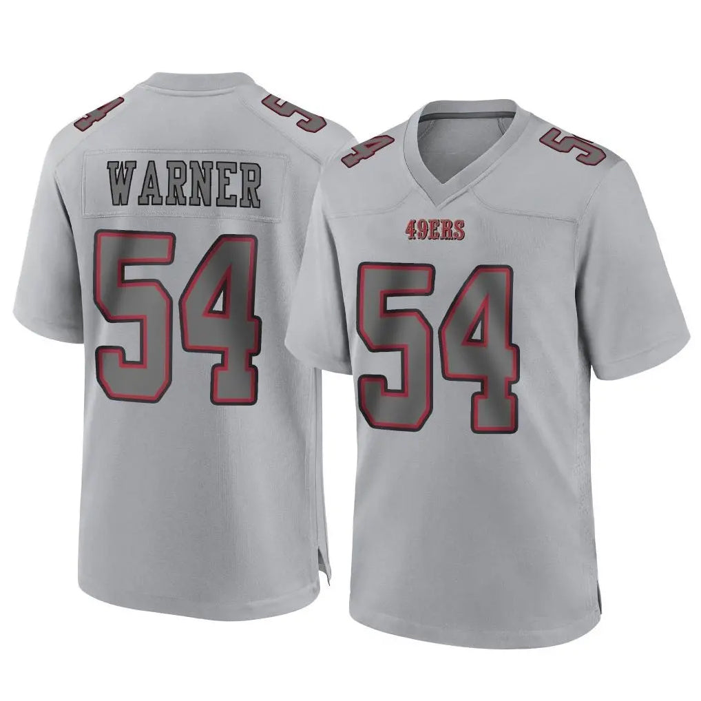 Blackjersey SF.49ers #54 Fred Warner Player Gray Atmosphere Fashion Home Game Stitched Jerseys