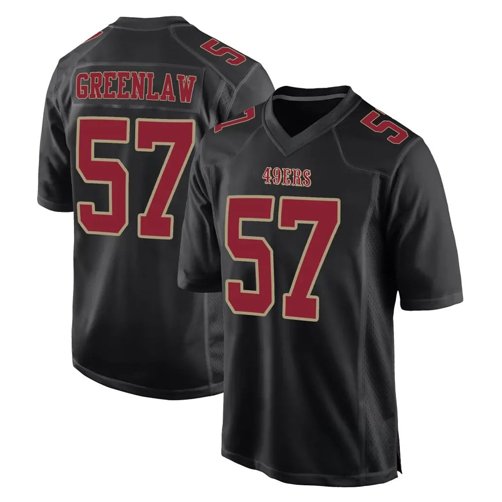 Blackjersey SF.49ers #57 Dre Greenlaw Player Black Fashion Home Game Stitched Jerseys