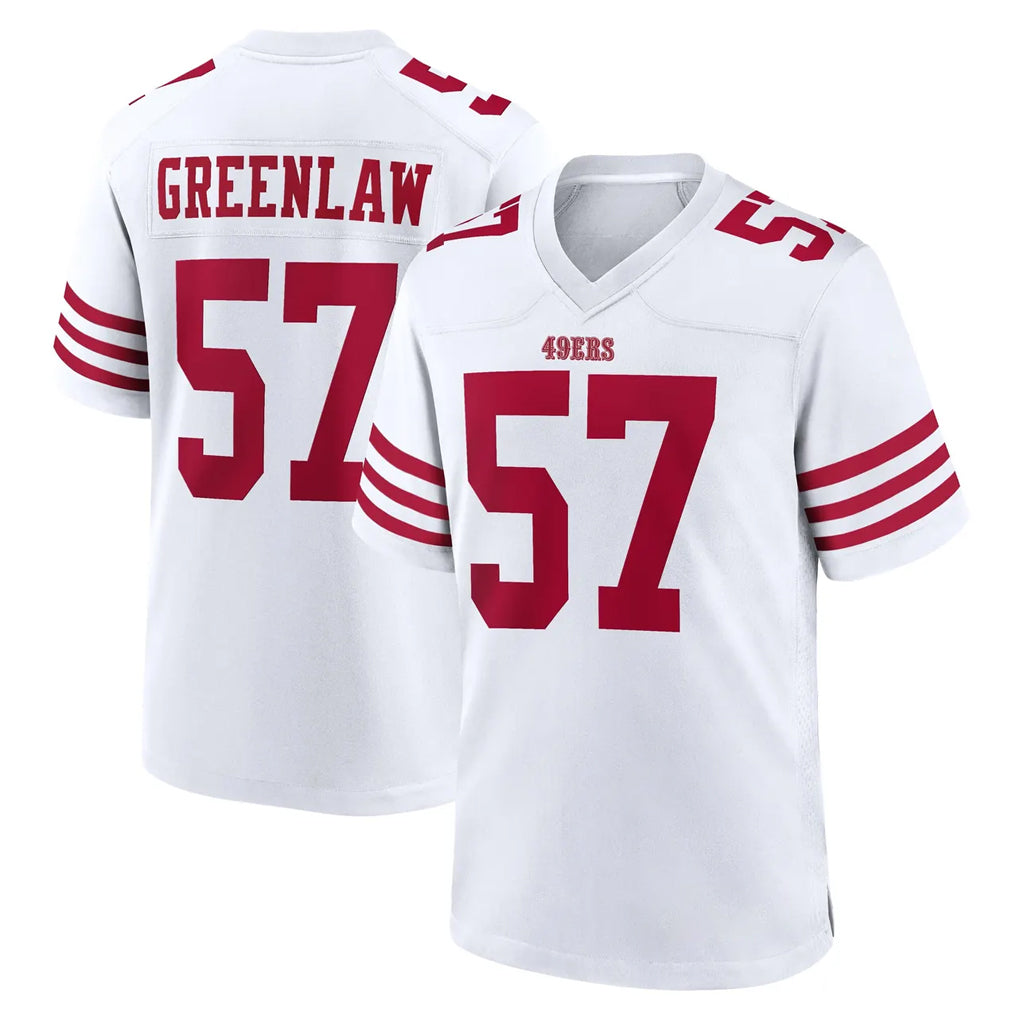 Blackjersey SF.49ers #57 Dre Greenlaw Player White Game Home Stitched Jerseys