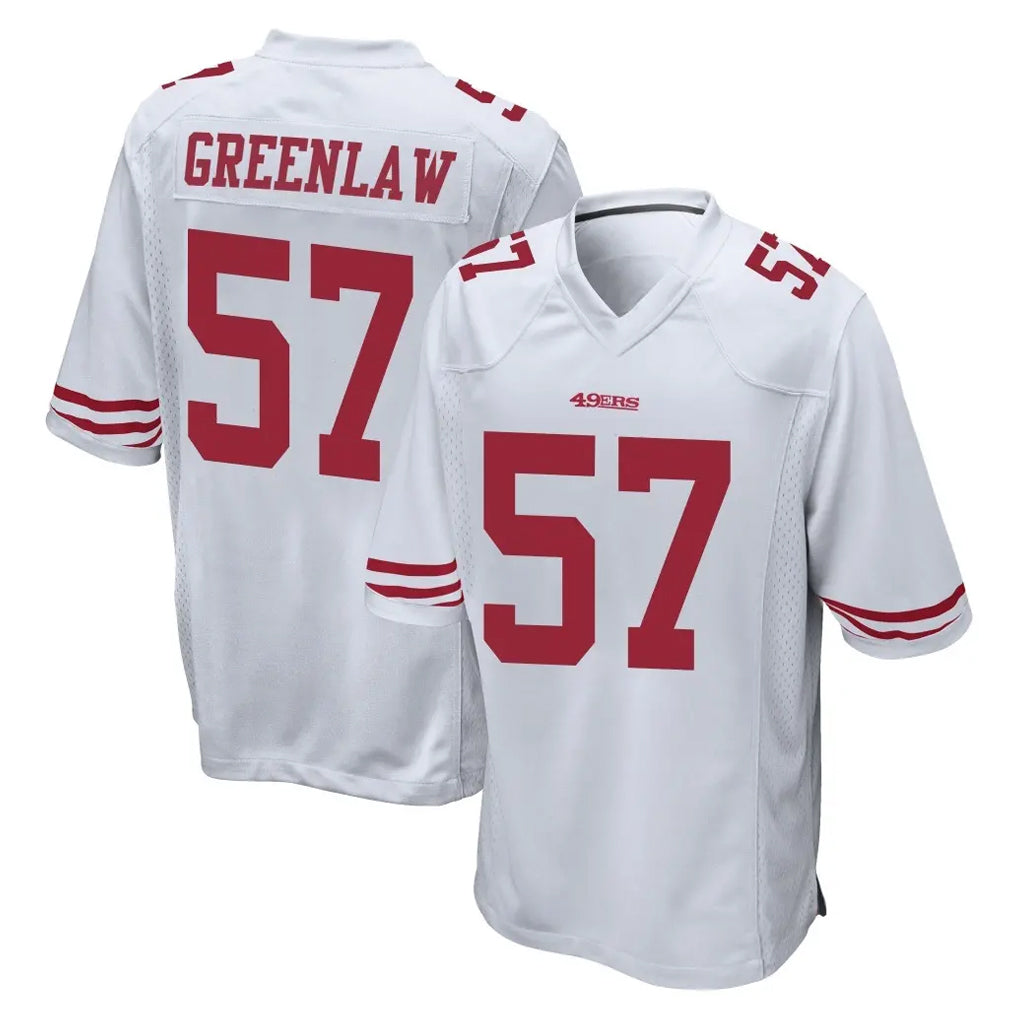 Blackjersey SF.49ers #57 Dre Greenlaw Player White Home Game Stitched Jerseys