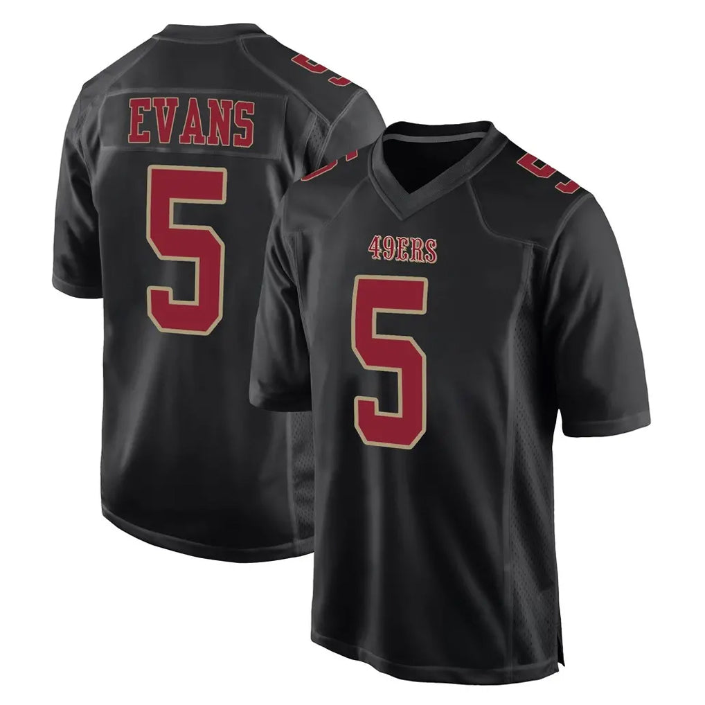 Blackjersey SF.49ers #5 Mike Evans Player Black Fashion Home Game Stitched Jerseys