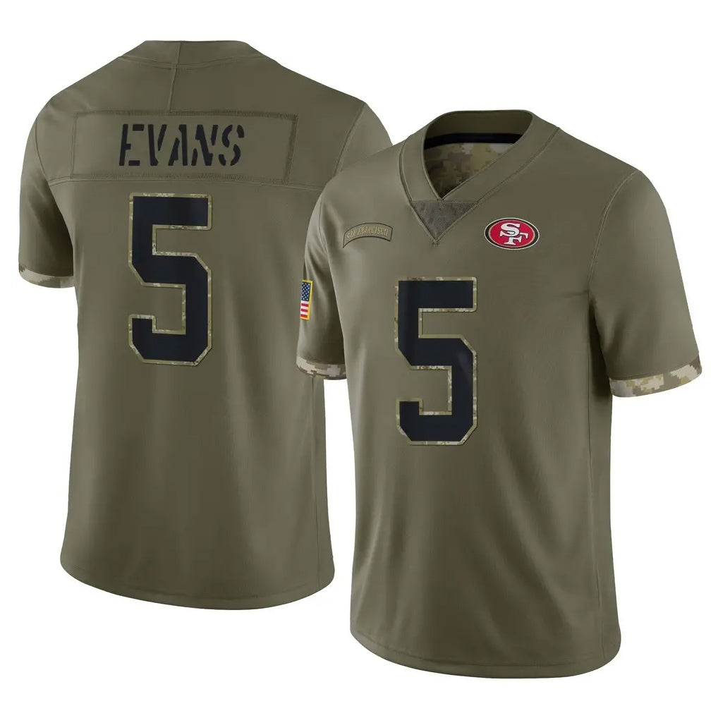 Blackjersey SF.49ers #5 Mike Evans Player Olive Limited Salute To Service Home Game Stitched Jerseys
