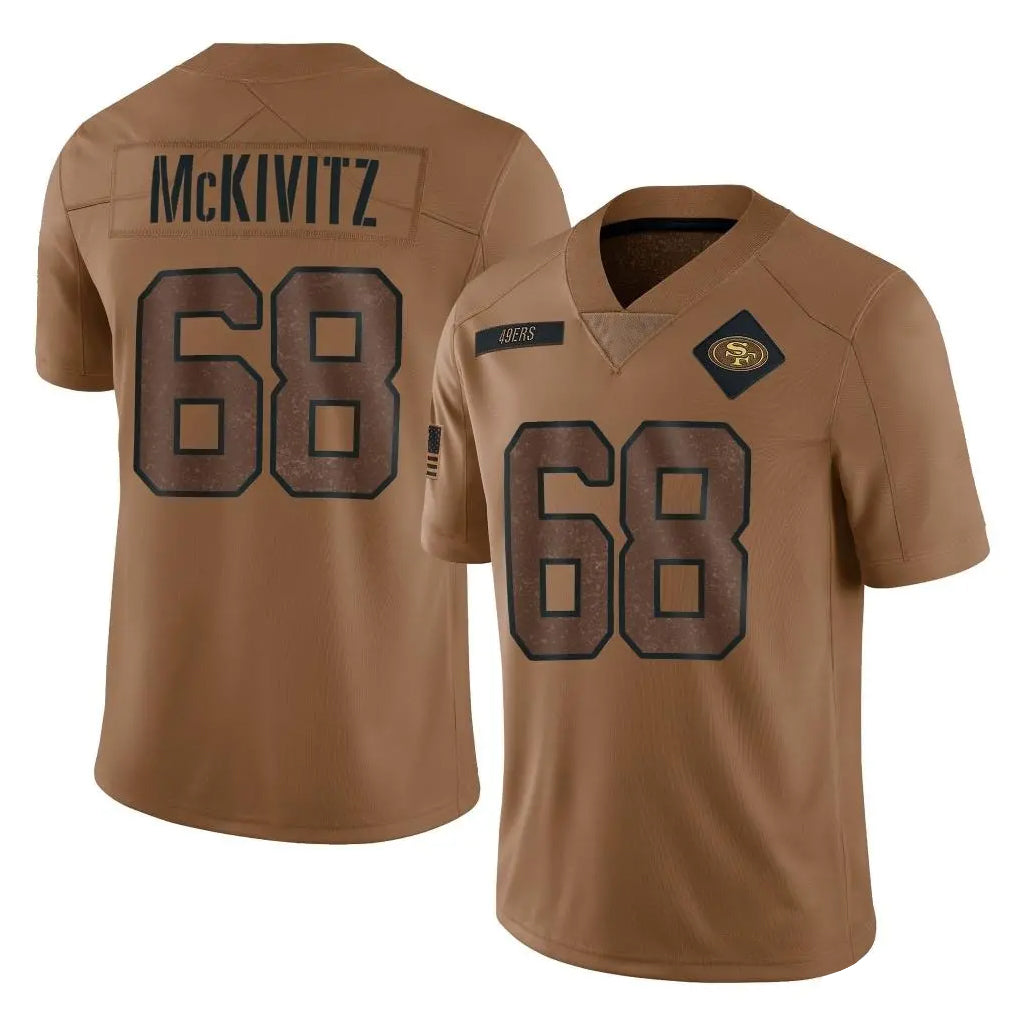 Blackjersey SF.49ers #68 Colton McKivitz Player Brown Limited Salute To Service Home Game Stitched Jerseys