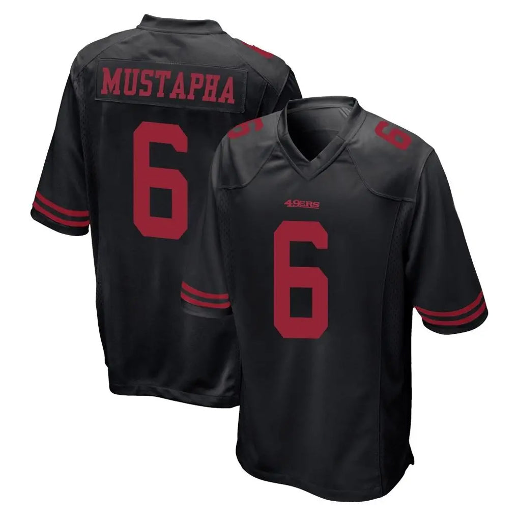 Blackjersey SF.49ers #6 Malik Mustapha Player Black Alternate Home Game Stitched Jerseys