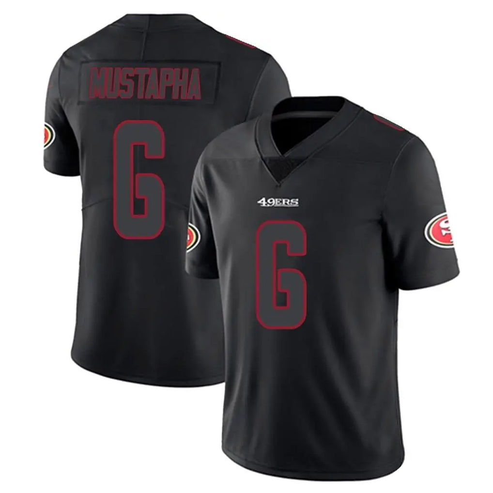 Blackjersey SF.49ers #6 Malik Mustapha Player Black Impact Limited Home Game Stitched Jerseys