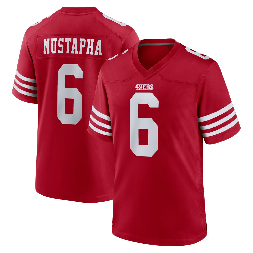 Blackjersey SF.49ers #6 Malik Mustapha Player Red Game Home Stitched Jerseys