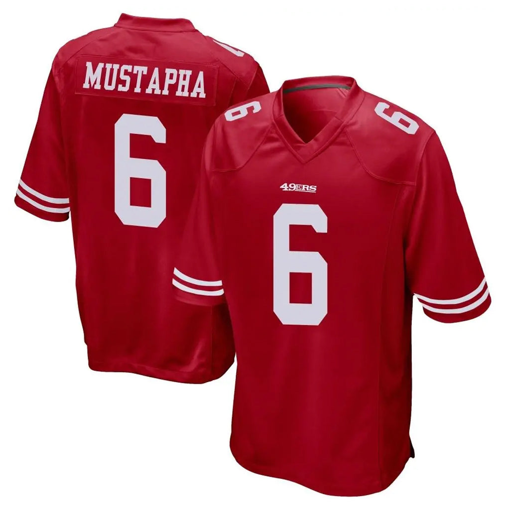Blackjersey SF.49ers #6 Malik Mustapha Player Red Home Game Stitched Jerseys