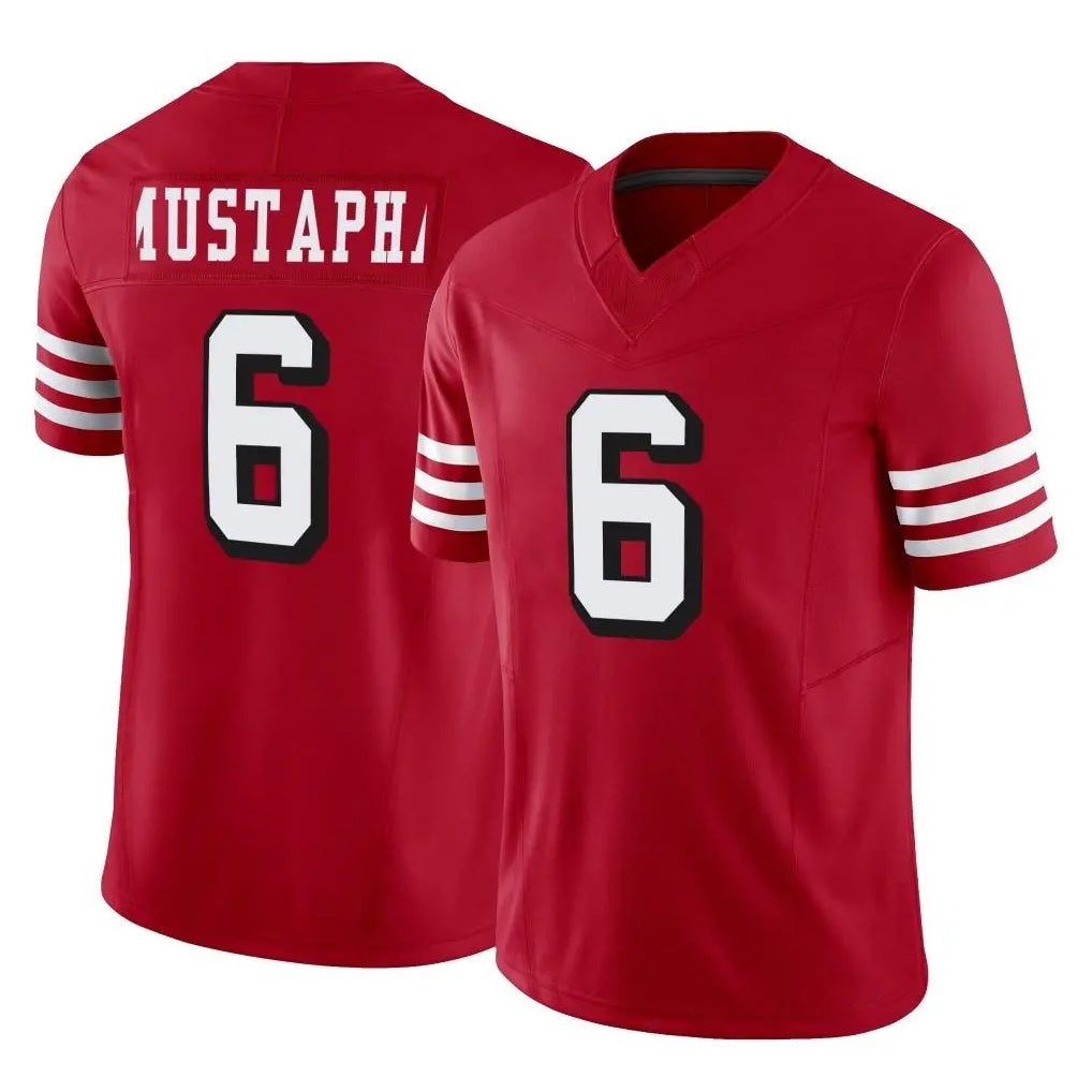 Blackjersey SF.49ers #6 Malik Mustapha Player Red Limited Alternate Vapor F.U.S.E. Home Game Stitched Jerseys