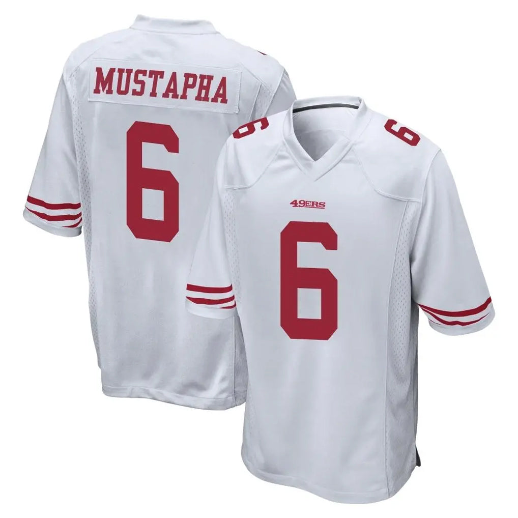Blackjersey SF.49ers #6 Malik Mustapha Player White Home Game Stitched Jerseys