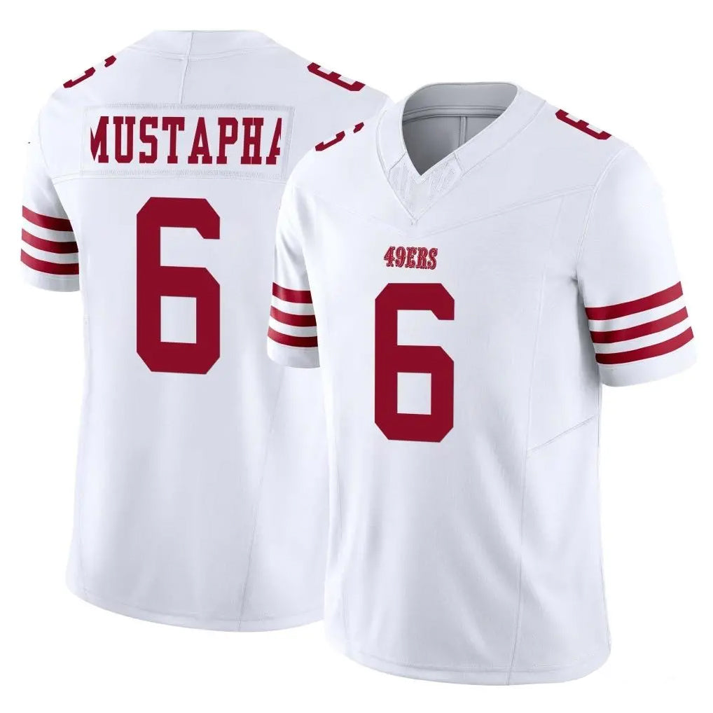 Blackjersey SF.49ers #6 Malik Mustapha Player White Limited Vapor F.U.S.E. Home Game Stitched Jerseys