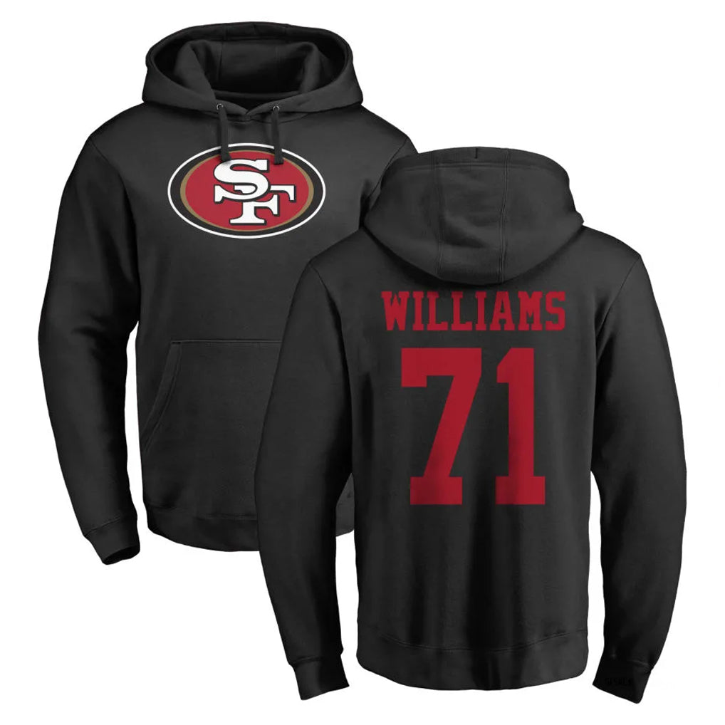 Blackjersey SF.49ers #71 Trent Williams Player Black LOGO Pullover Hoodies Home Game Stitched Jerseys