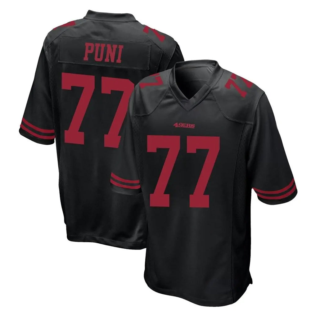 Blackjersey SF.49ers #77 Dominick Puni Player Black Alternate Home Game Stitched Jerseys