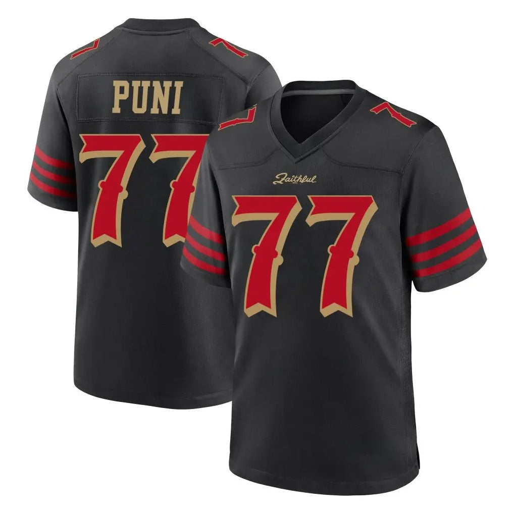 Blackjersey SF.49ers #77 Dominick Puni Player Black Rivalries Collection Home Game Stitched Jerseys