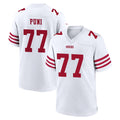 Blackjersey SF.49ers #77 Dominick Puni Player White Game Home Stitched Jerseys