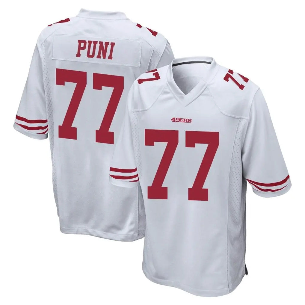 Blackjersey SF.49ers #77 Dominick Puni Player White Home Game Stitched Jerseys