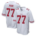 Blackjersey SF.49ers #77 Dominick Puni Player White Home Game Stitched Jerseys