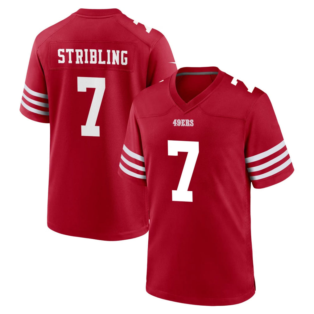 Blackjersey SF.49ers #7 De'Zhaun Stribling Player Red Game Home Stitched Jerseys