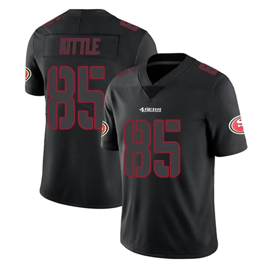 Blackjersey SF.49ers #85 George Kittle Player Black Impact Limited Home Game Stitched Jerseys
