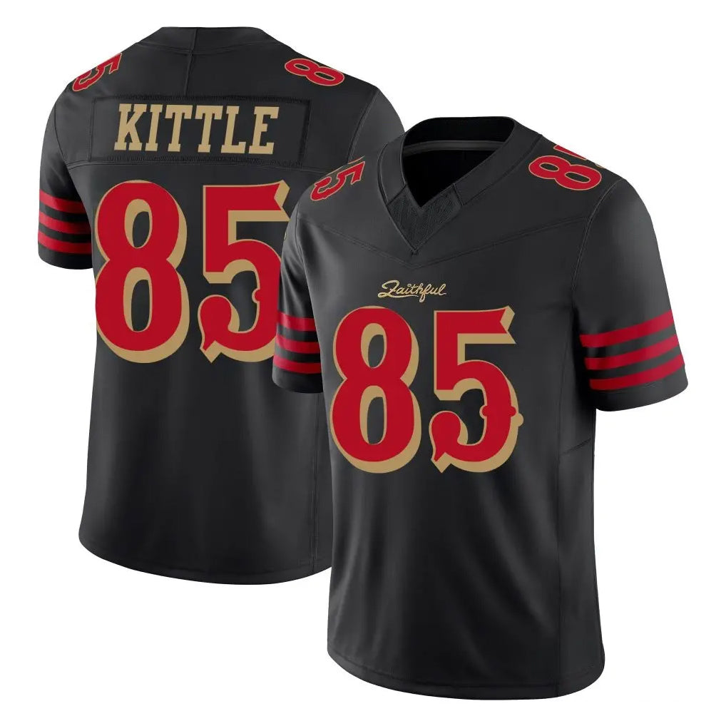 Blackjersey SF.49ers #85 George Kittle Player Black Limited Rivalries Collection Home Game Stitched Jerseys