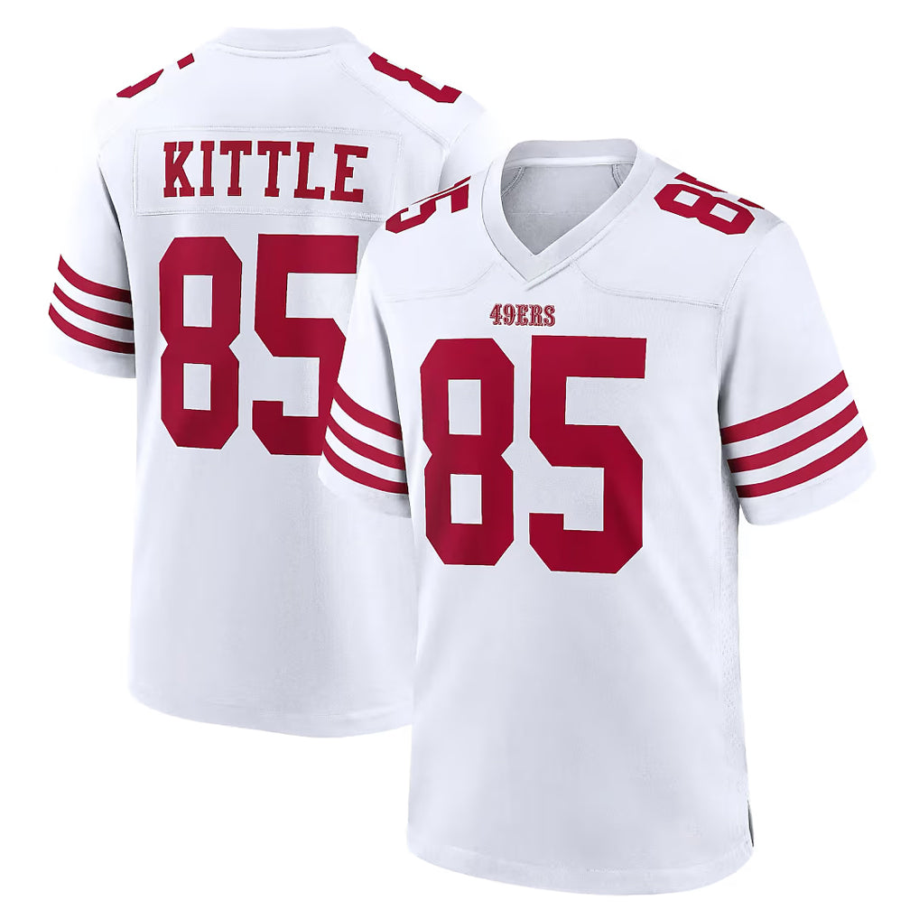 Blackjersey SF.49ers #85 George Kittle Player White Game Home Stitched Jerseys