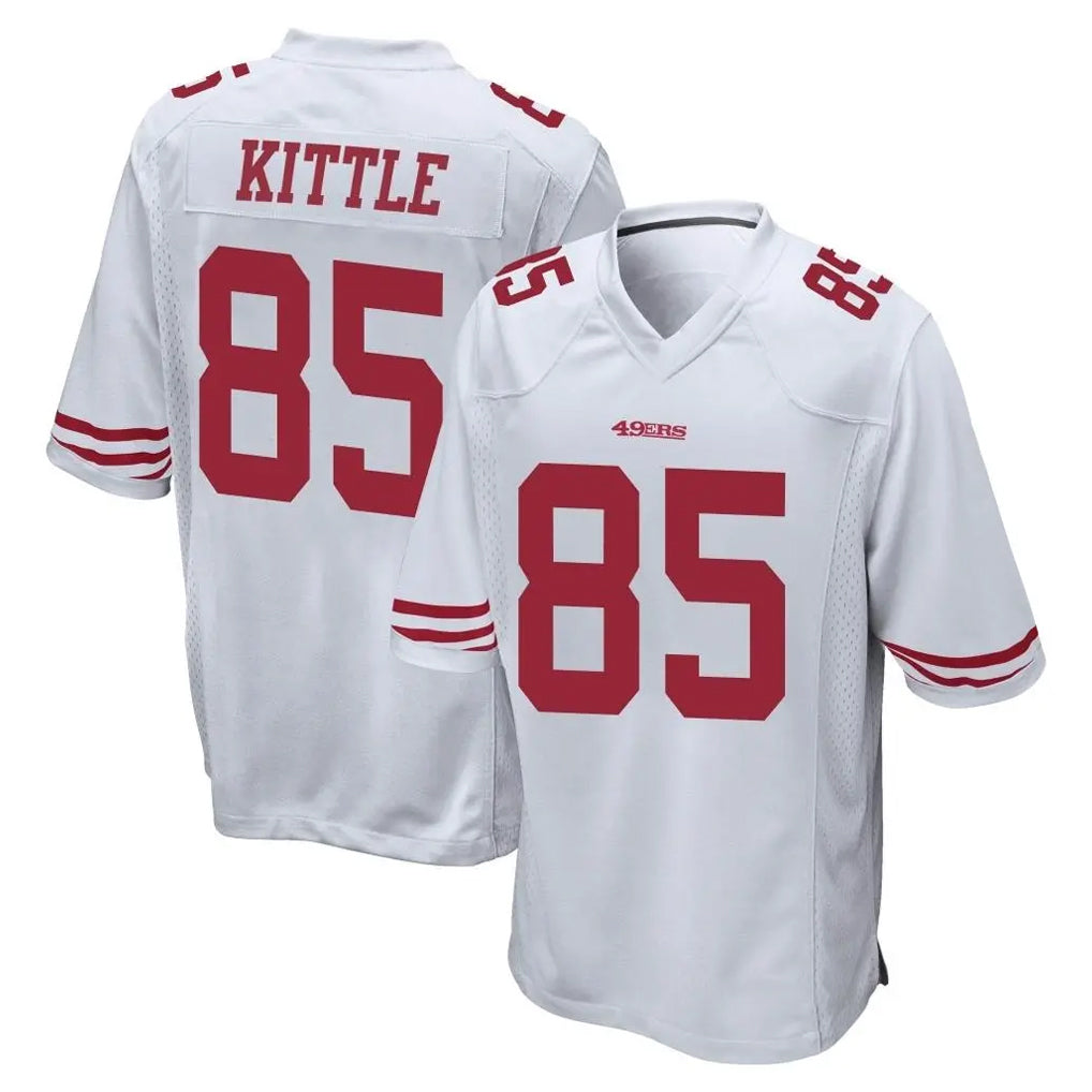 Blackjersey SF.49ers #85 George Kittle Player White Home Game Stitched Jerseys