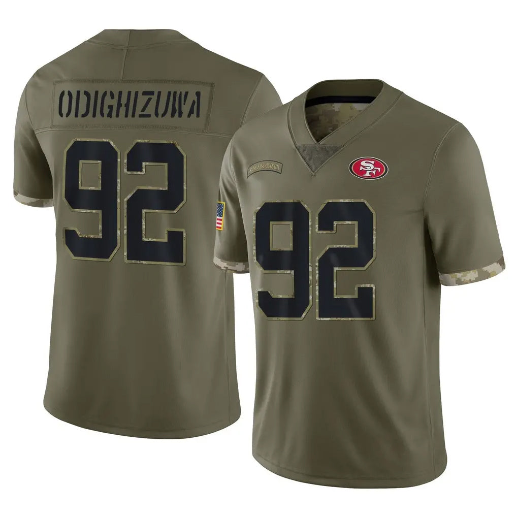 Blackjersey SF.49ers #92 Osa Odighizuwa Player Olive Limited Salute To Service Home Game Stitched Jerseys