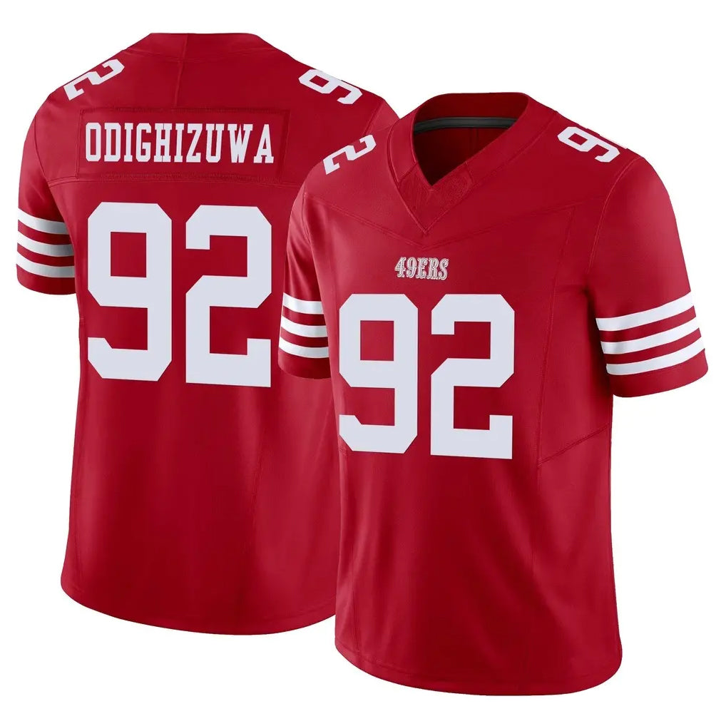 Blackjersey SF.49ers #92 Osa Odighizuwa Player Red Limited Vapor F.U.S.E. Home Game Stitched Jerseys