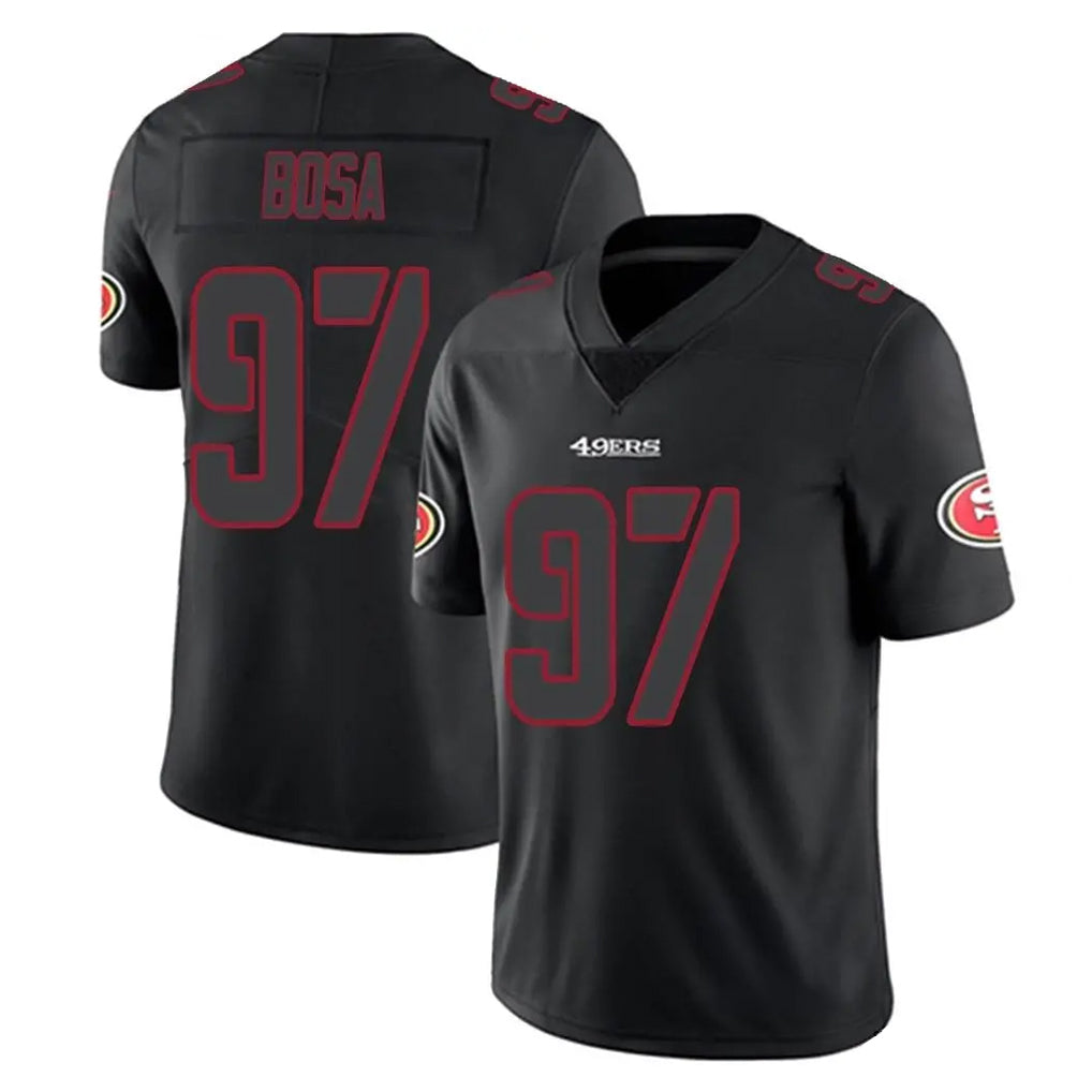 Blackjersey SF.49ers #97 Nick Bosa Player Black Impact Limited Home Game Stitched Jerseys