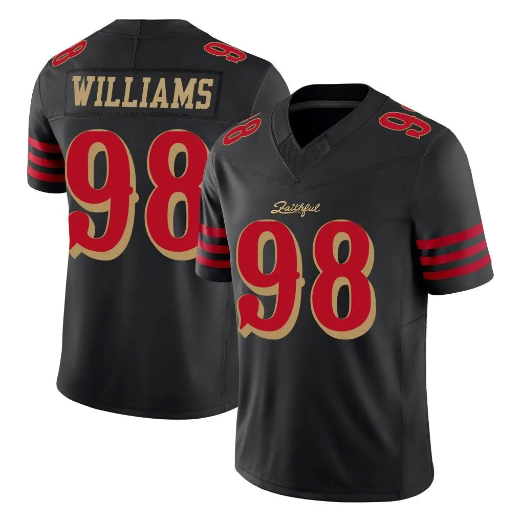 Blackjersey SF.49ers #98 Mykel Williams Player Black Limited Rivalries Collection Home Game Stitched Jerseys