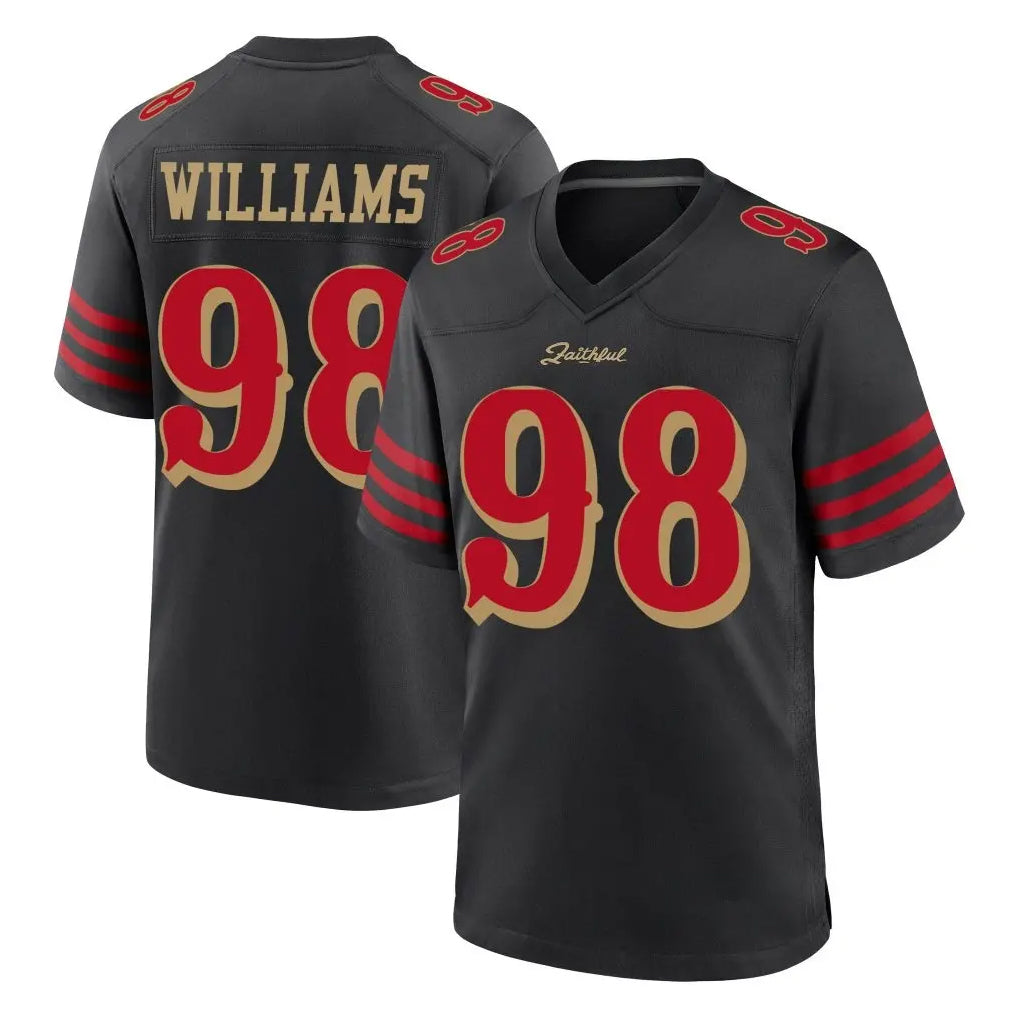 Blackjersey SF.49ers #98 Mykel Williams Player Black Rivalries Collection Home Game Stitched Jerseys