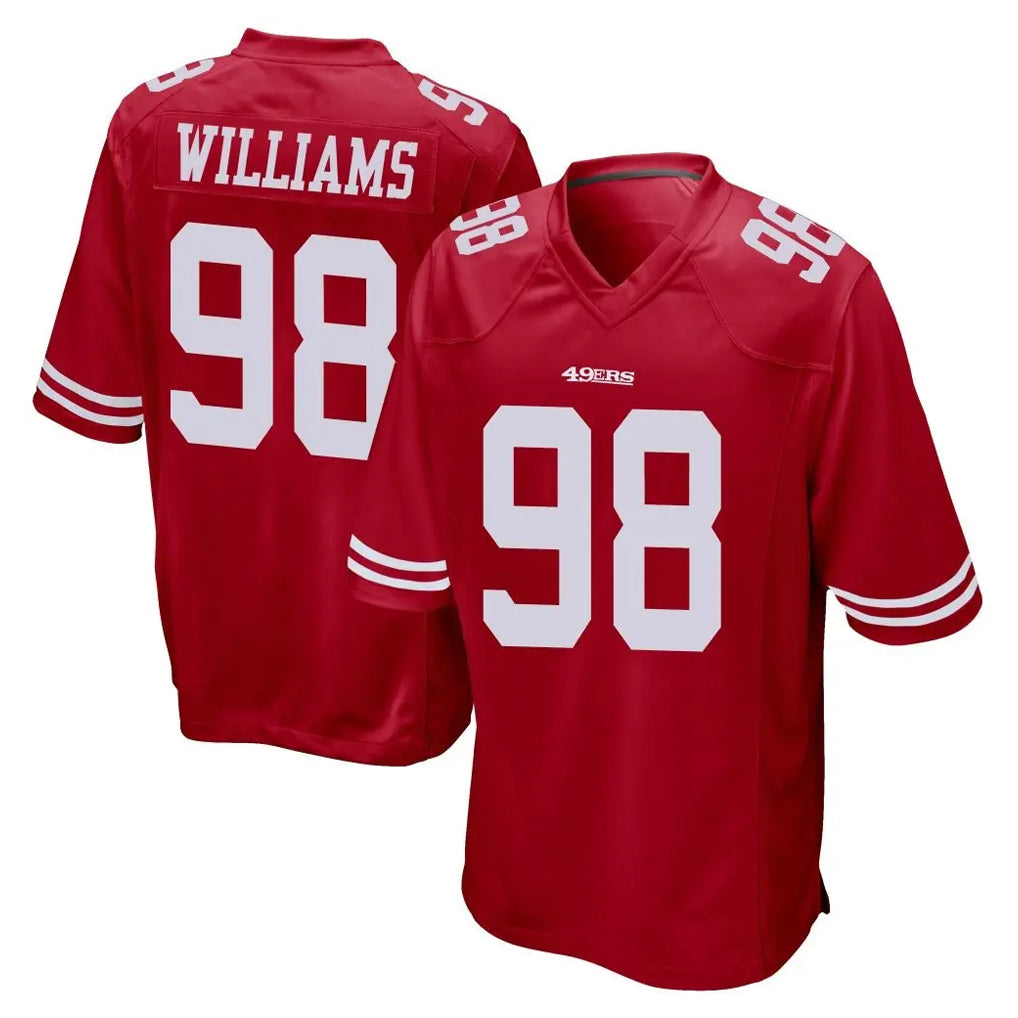 Blackjersey SF.49ers #98 Mykel Williams Player Red Home Game Stitched Jerseys