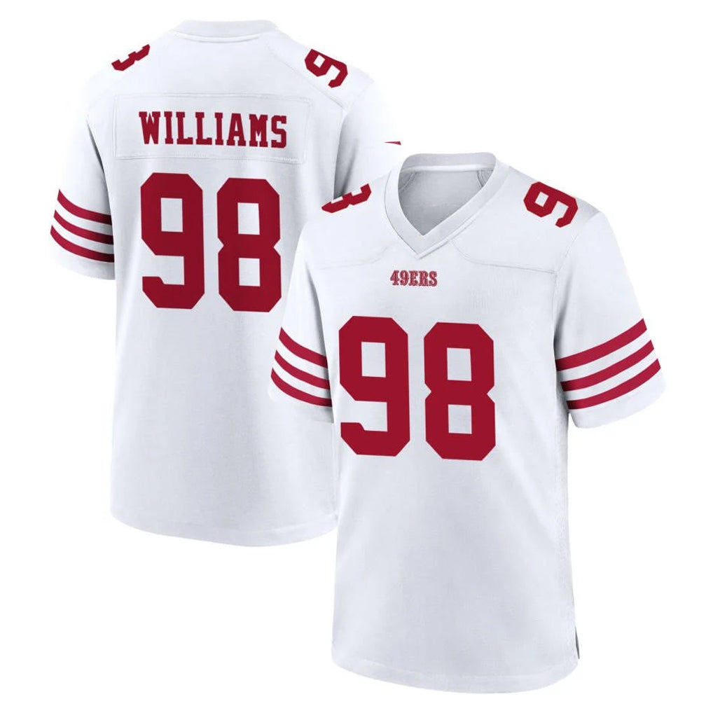 Blackjersey SF.49ers #98 Mykel Williams Player White Game Home Stitched Jerseys