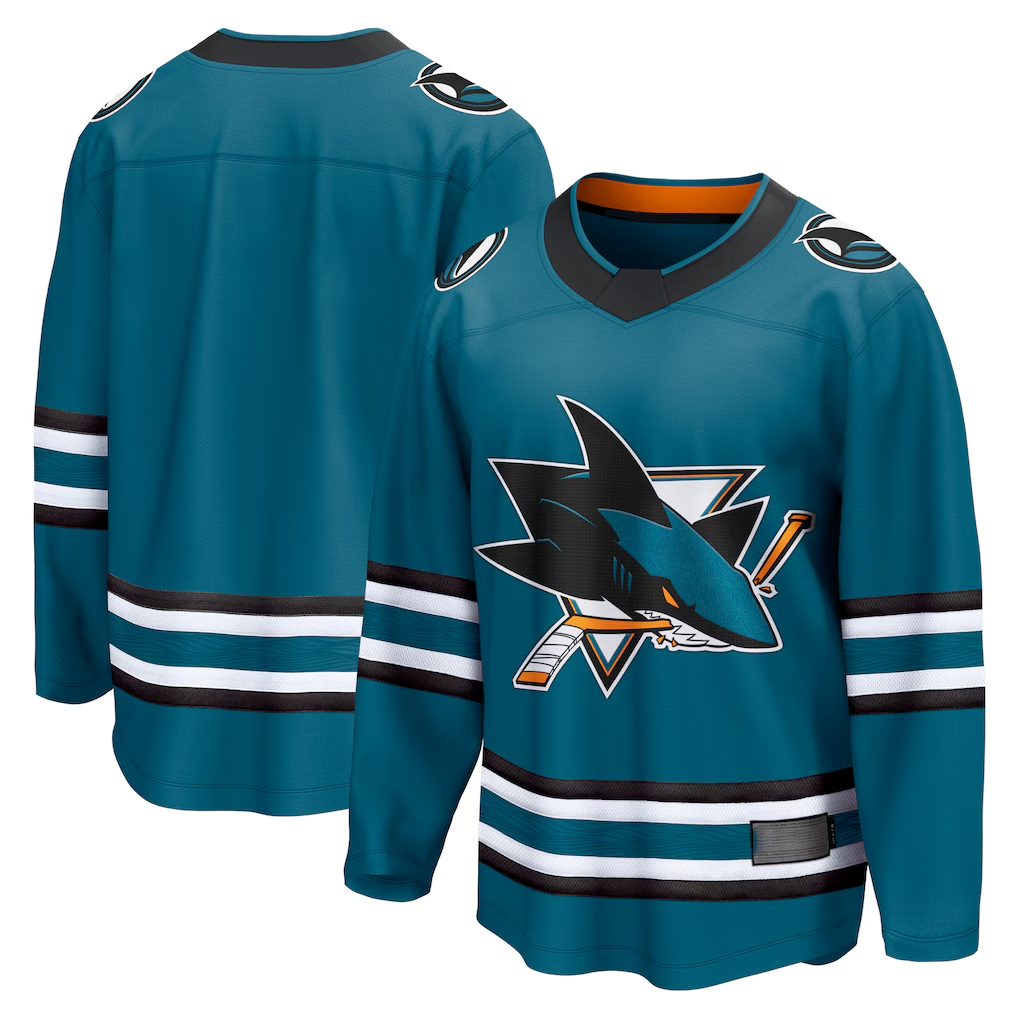 Blackjersey SJ.Sharks Teal Home Breakaway Jerseys