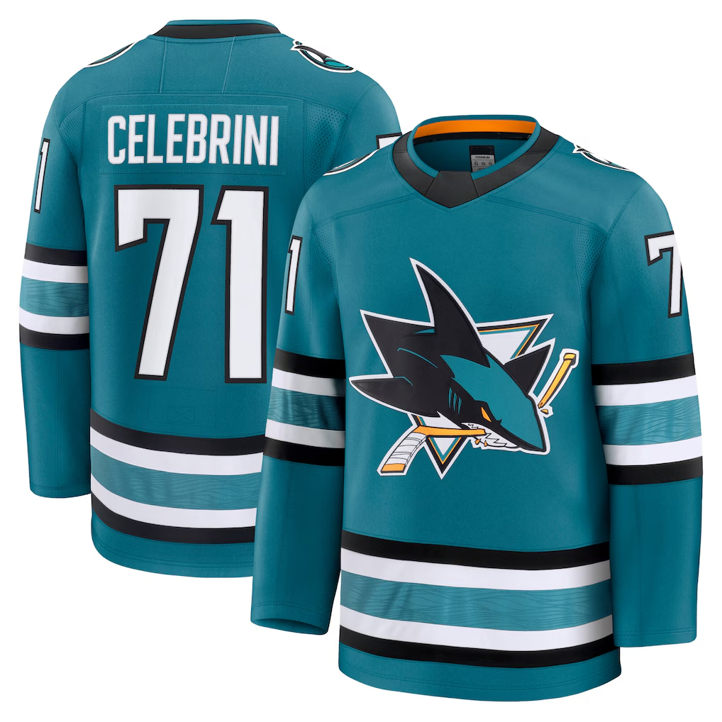 Blackjersey SJ.Sharks #71 Macklin Celebrini Teal Home Premium Jerseys