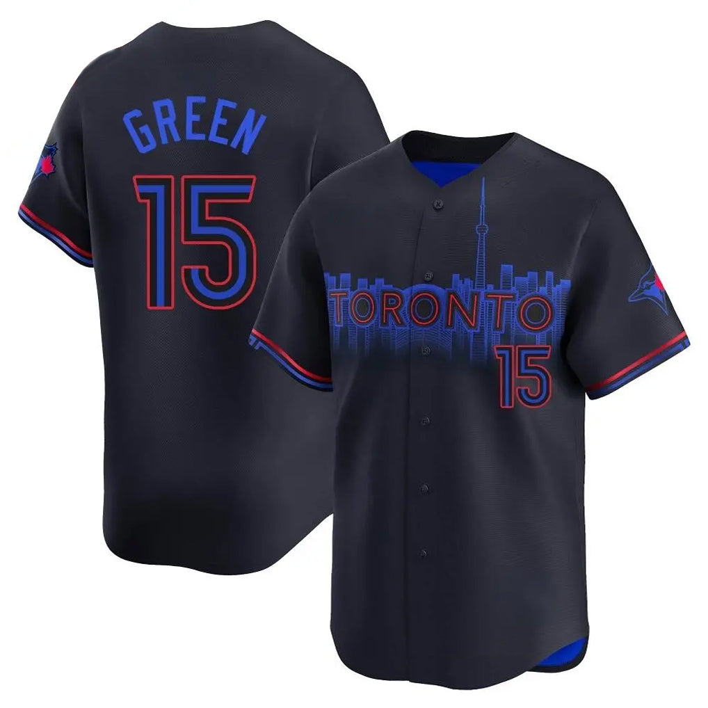 Blackjersey T.Blue Jays #15 Chad Green Player Black&Blue City Connect Limited Stitched Jerseys