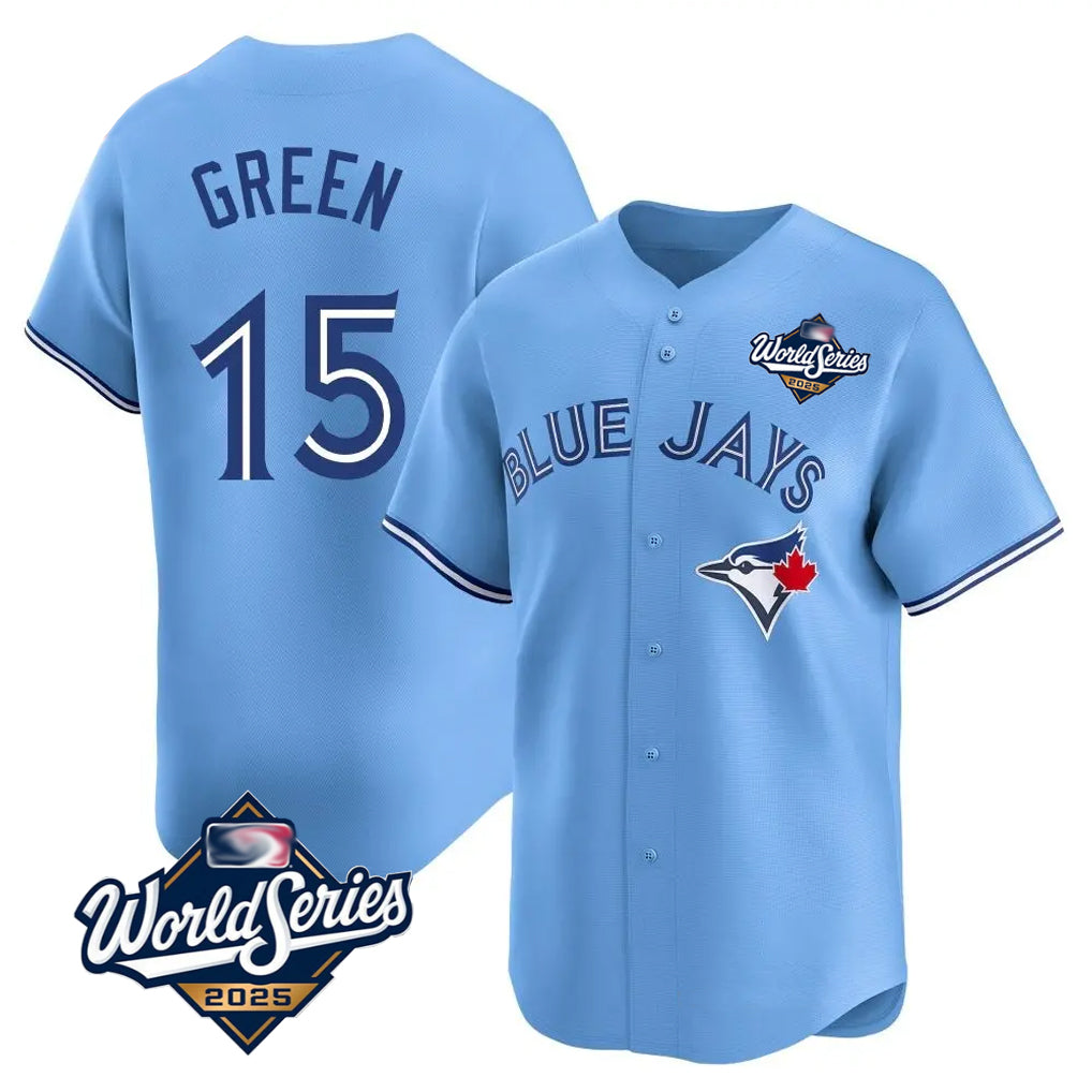 Blackjersey T.Blue Jays #15 Chad Green Player Blue 2025 World Series Game Stitched Jerseys