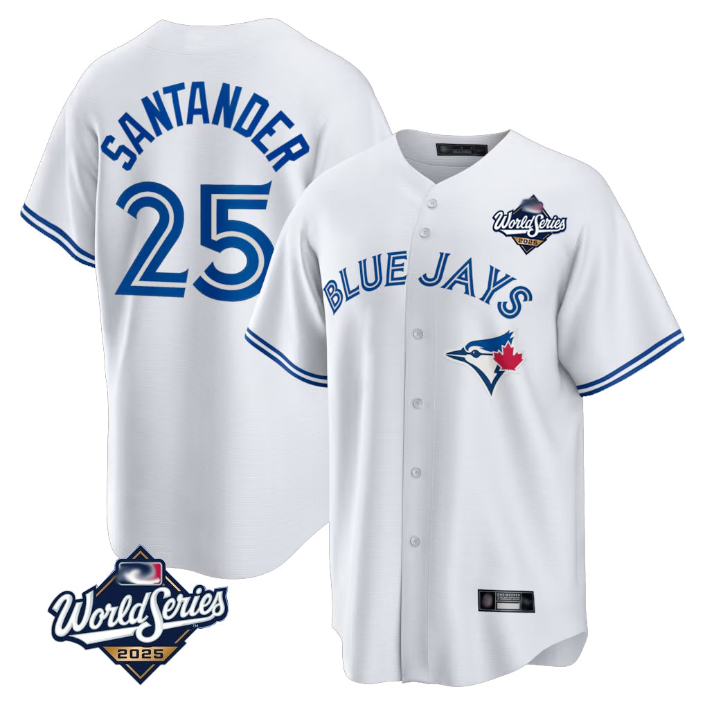 Blackjersey T.Blue Jays #25 Anthony Santander Player White 2025 World Series Game Stitched Jerseys