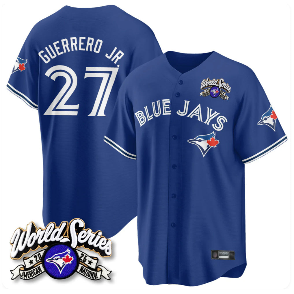 Blackjersey T.Blue Jays #27 Vladimir Guerrero Jr Player Navy 2025 American League All Stitched Jerseys