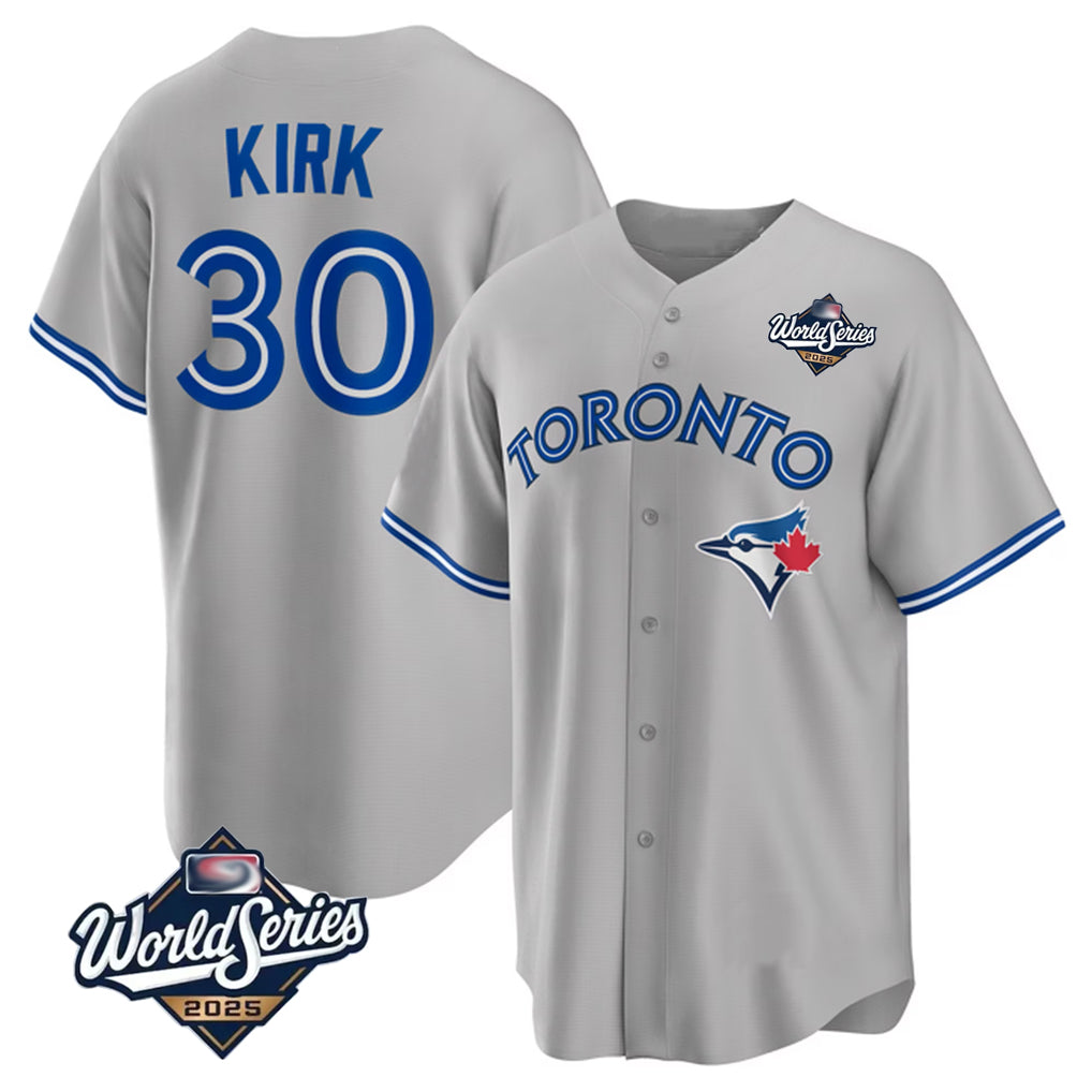 Blackjersey T.Blue Jays #30 Alejandro Kirk Player Gray 2025 World Series Limited Stitched Jerseys