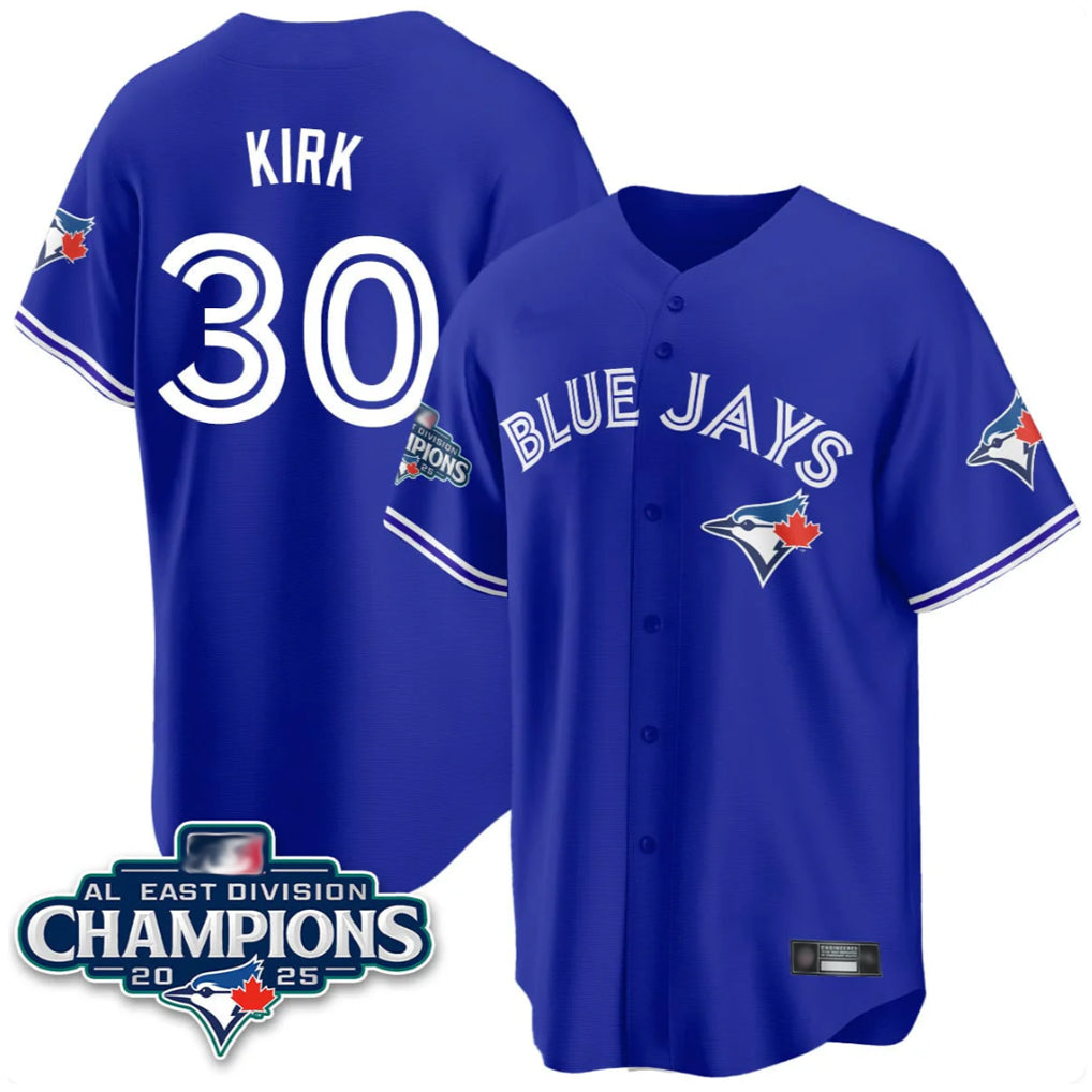 Blackjersey T.Blue Jays #30 Alejandro Kirk Player Royal AL East Division All Stitched Jerseys